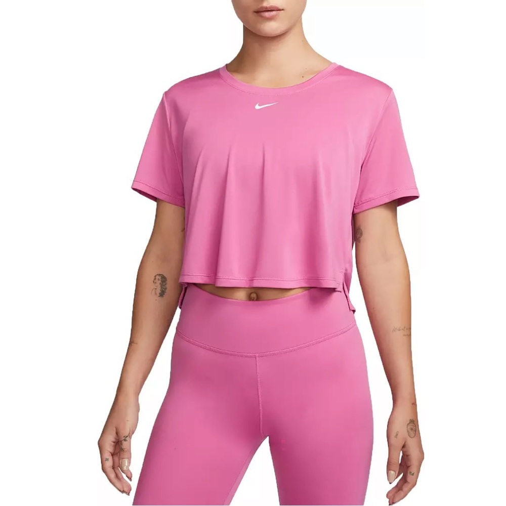 NWOT Nike Women's Dri-FIT One Standard Fit Short-Sleeve Cropped T-Shirt (Pink)